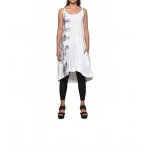 NEW SIMPLY MILA linen peplum dress in white/strokes